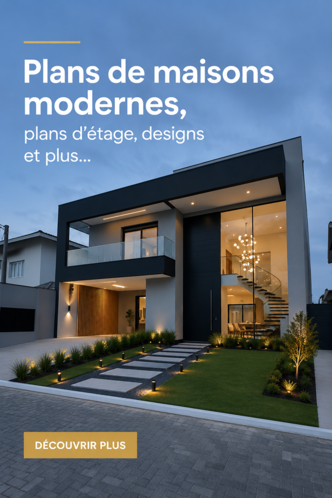 Vue d'une maison moderne avec un jardin spacieux