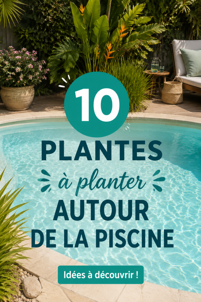Jardin en bord de piscine avec diverses plantes tropicales
