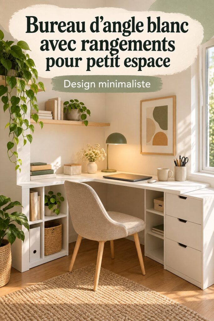 Bureau minimaliste avec rangement pratique, parfait pour une ambiance de travail chaleureuse.