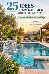 Aménagement de piscine avec carrelage moderne et élégant.