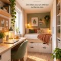 Une pièce cosy bien aménagée avec un ameublement adapté au petit espace.