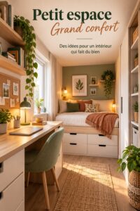 Une pièce cosy bien aménagée avec un ameublement adapté au petit espace.