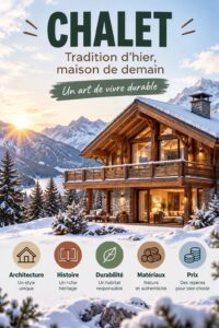 Un chalet en bois traditionnel surplombant les montagnes, illustrant l'harmonie de l'architecture avec la nature.