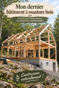 Maison construite en bois rond, illustrant l'architecture chaleureuse et durable