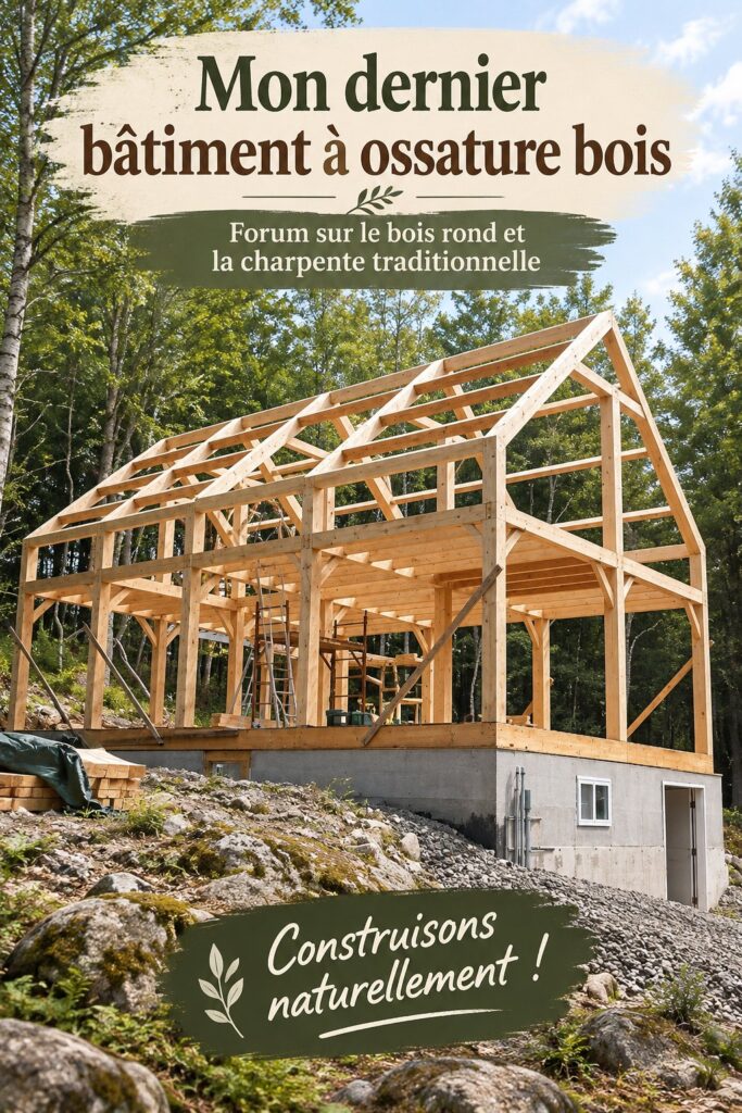 Maison construite en bois rond, illustrant l'architecture chaleureuse et durable