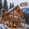 Chalet en bois majestueux entouré de nature, offrant un espace chaleureux et accueillant.