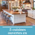 Une cuisine à aire ouverte en bois moderne et chaleureuse.