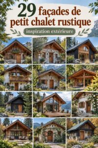 Vue extérieure d'une cabane rustique en bois entourée de verdure