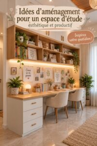 Un bureau esthétique avec des éléments de décoration inspirants et une lumière naturelle