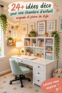Chambre d'enfant colorée et ludique avec des meubles pratiques et des décorations imaginatives.