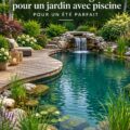 Une belle piscine au design moderne entourée de verdure, illustrant un été idéal.