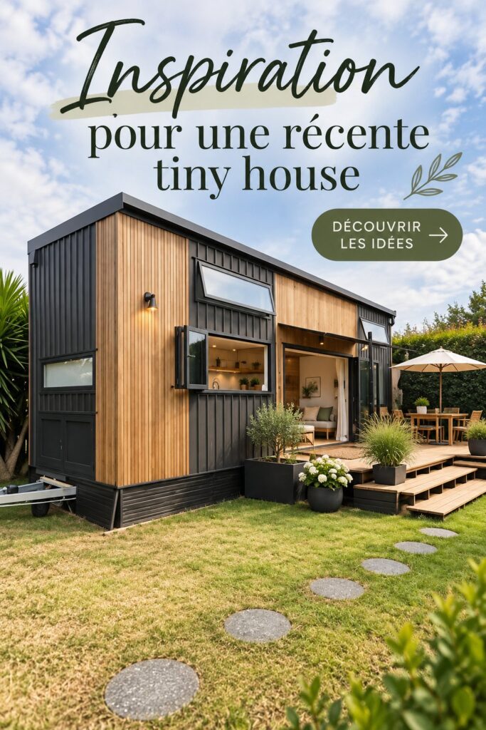 Exemple d'une charmante tiny house en bois au style moderne.