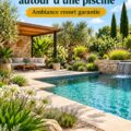 Jardin autour d'une piscine avec des plantes tropicales et un style de resort