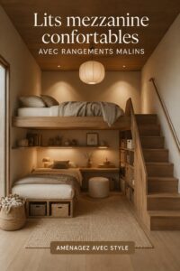 Lit en mezzanine cosy avec rangement intégré dans une chambre moderne