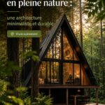 Vue d'une maison en A en pleine nature, intégrée harmonieusement au paysage.