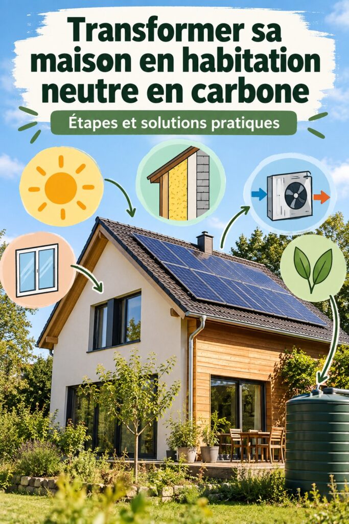 Maison éco-responsable avec panneaux solaires et jardin durable
