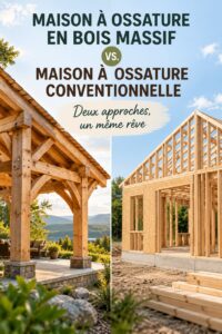 Maison à ossature bois moderne avec jardin.