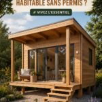 Un micro chalet en bois entouré d'arbres, prêt à être habité.
