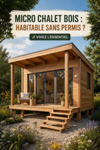 Un micro chalet en bois entouré d'arbres, prêt à être habité.