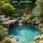 Mini piscine intégrée dans un jardin verdoyant