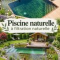 Une piscine naturelle avec des plantes aquatiques, offrant un endroit paisible pour se baigner.