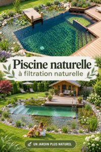 Une piscine naturelle avec des plantes aquatiques, offrant un endroit paisible pour se baigner.