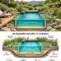 Une piscine naturelle entourée de végétation luxuriante, symbole d'un jardin éco-responsable.
