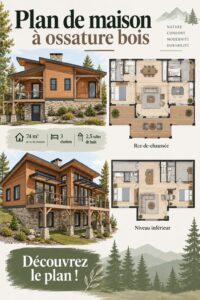 Plan de maison en ossature bois Lincoln avec un design moderne et chaleureux.