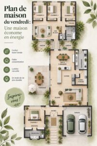 Plan d'une maison écoénergétique avec un design moderne et durable