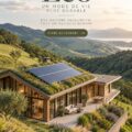 Une villa moderne avec un toit vert végétalisé, mêlant nature et design