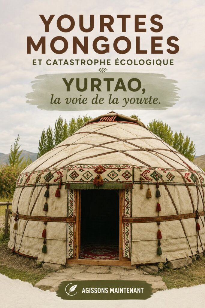 Une yourte mongole écologique dans un paysage naturel, représentant un habitat durable.