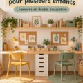 Bureau partagé pour enfants avec mobilier ergonomique dans une chambre lumineuse