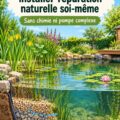 Un joli bassin biologique installé dans un jardin fleuri, offrant un espace de tranquillité et d'écologie.