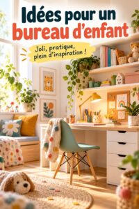 Un bureau d'enfant coloré et bien organisé avec des éléments stimulants pour l'apprentissage.