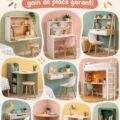 Un joli bureau d'étude dans une petite chambre d'enfant, optimisé pour l'espace
