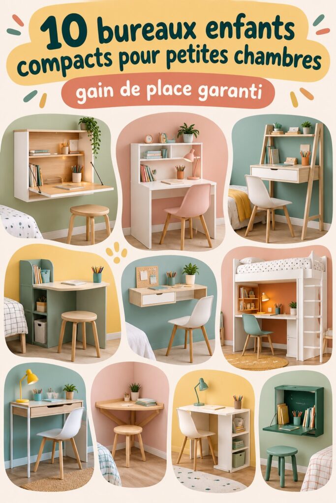 Un joli bureau d'étude dans une petite chambre d'enfant, optimisé pour l'espace