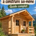 Cabine en bois moderne entourée de verdure, idéale pour les loisirs