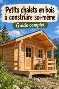Cabine en bois moderne entourée de verdure, idéale pour les loisirs