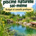 Naturpool joliment aménagé dans un jardin, avec des plantes autour