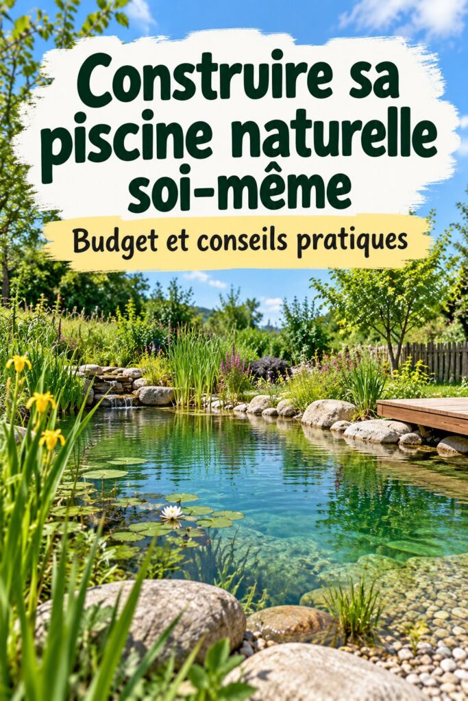 Naturpool joliment aménagé dans un jardin, avec des plantes autour