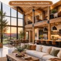 Intérieur chaleureux d'un barndominium avec un aménagement cosy