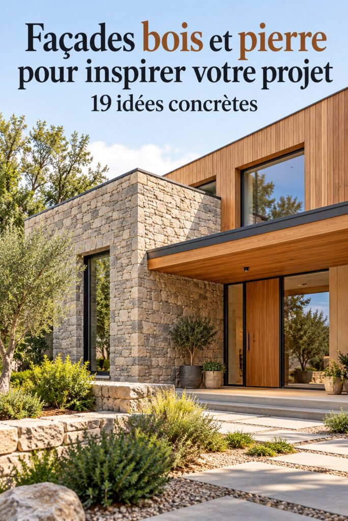 Une maison moderne avec une façade en bois et pierre qui attire le regard