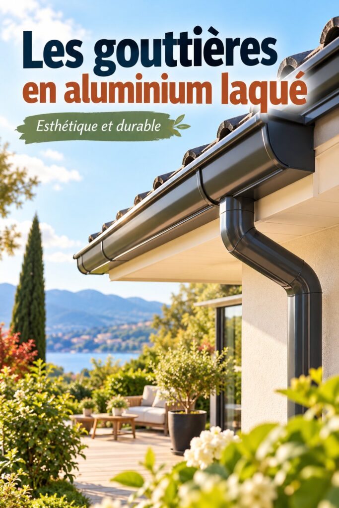 Gouttières en aluminium laqué sur une maison moderne