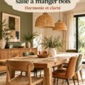 Salle à manger en bois avec harmonie de couleurs et matériaux, créant une ambiance chaleureuse