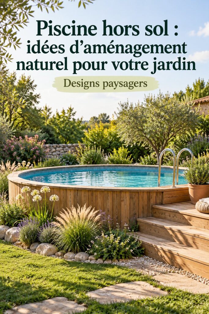 Une piscine hors-sol accueillante avec un aménagement paysager soigné, parfaite pour les journées d'été.