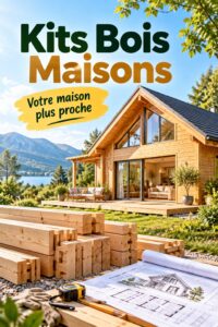 Une maison en bois construite à partir d'un kit, chaleureuse et accueillante.