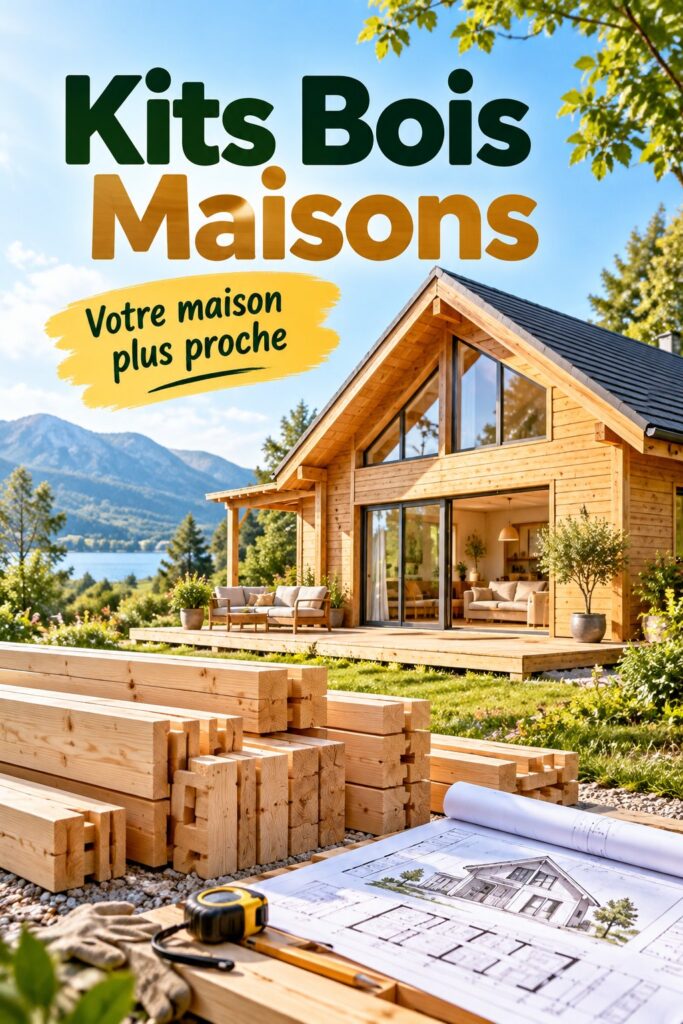 Une maison en bois construite à partir d'un kit, chaleureuse et accueillante.