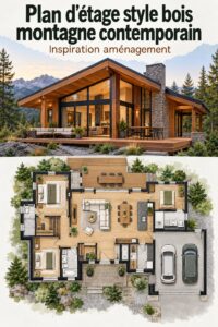 Plan de maison moderne en bois St. Clair, représentant un design chaleureux et accueillant.