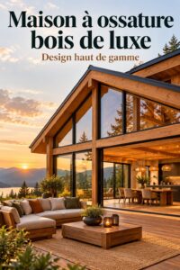 Maison en bois de luxe avec une architecture moderne et chaleureuse.