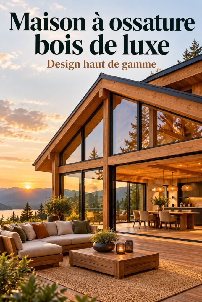Maison en bois de luxe avec une architecture moderne et chaleureuse.